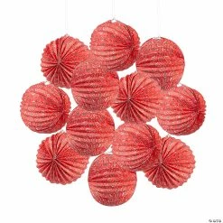 Best Pirce 🧨 10" Red Bandana Hanging Paper Lanterns – 12 Pc. ⌛
