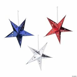 Best deal ✨ 12" 3D Patriotic Stars Hanging Decorations - 3 Pc. ⭐