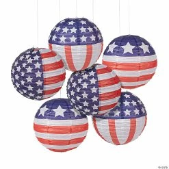 Cheap ✔️ 12" Patriotic Flag Hanging Paper Lanterns - 12 Pc. ⌛