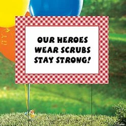 Promo 😀 Red Gingham Personalized Yard Sign 🎉