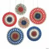 Flash Sale 🔔 8" - 12" Patriotic Burlap Hanging Paper Fans - 6 Pc. 😉