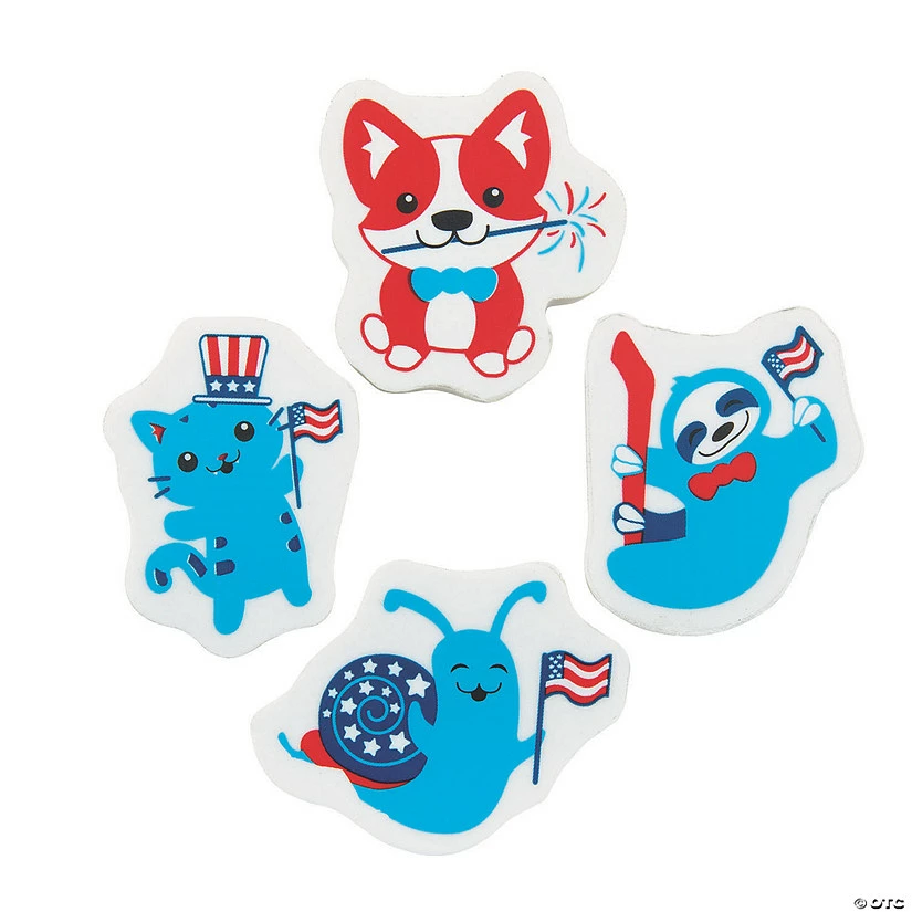 Promo ๐ Patriotic Animal Erasers - 24 Pc. ๐