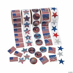 Cheap 🛒 Patriotic Rolls of Stickers Assortment - 500 Stickers ⭐