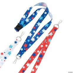 Cheap 🌟 Patriotic Star Print Lanyards - 12 Pc. ✨