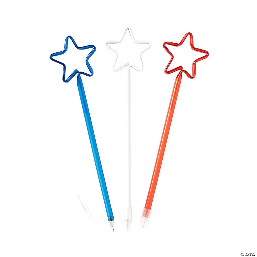 Discount β Patriotic Star-Shaped Pens β 12 Pc. π